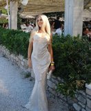 Glitter Mermaid Spaghetti Straps Sequin Long Prom Dress,Formal Dress HZ1024