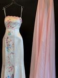 Modest Mermaid Spaghetti Straps Satin Embroidery Long Prom Dress,Formal Dress HZ1024