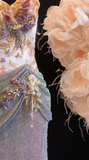 Luxurious Mermaid Spaghetti Straps Satin Sequin Beads Long Prom Dress,Formal Dress HZ1024
