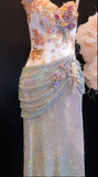 Luxurious Mermaid Spaghetti Straps Satin Sequin Beads Long Prom Dress,Formal Dress HZ1024