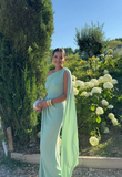 Elegant Mermaid One Shoulder Satin Pleated Long Prom Dress,Formal Dress HZ1024