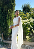 Elegant Mermaid One Shoulder Satin Pleated Long Prom Dress,Formal Dress HZ1024