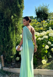 Elegant Mermaid One Shoulder Satin Pleated Long Prom Dress,Formal Dress HZ1024