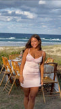 Style Simple Pink Mermaid Spaghetti Straps Satin Short Homecoming Dress 17th Birthday Outfits HZ1024