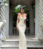 Charming Mermaid Off The Shoulder Printed Satin Long Prom Dress,Formal Dress HZ1024