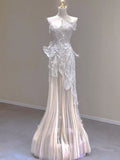 Gorgeous Mermaid Strapless Satin Tulle Long Prom Dress,Formal Dress HZ1024