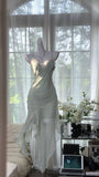 Elegant Mermaid Spaghetti Straps Chiffon Lace Long Prom Dress,Formal Dress HZ1024