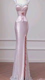 Pretty Pink Mermaid Sweetheart Satin Sequin Long Prom Dress,Formal Dress HZ1024
