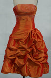 Vintage A Line Orange Strapless Pleated Satin Beads Short Homecoming Dress 18th Birthday Outfits HZ1024