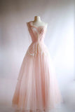 Lovely A Line One Shoulder Tulle Sequin Long Prom Dress,Formal Dress HZ1024