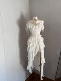 Pretty Mermaid Spaghetti Straps Layer Ruffle Chiffon Slit Long Prom Dress,Formal Dress HZ1024