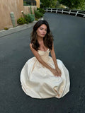 Elegant A Line Strapless Satin Long Prom Dress,Formal Dress HZ1024