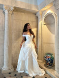 Princess A Line Off The Shoulder Satin Chiffon Long Prom Dress,Formal Dress HZ1024
