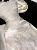 Chic Mermaid Off The Shoulder Satin Lace Long Prom Dress,Formal Evening Dress HZ1024