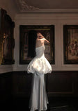 Unique Pretty Mermaid Strapless Satin Long Prom Dress,Formal Evening Dress HZ1024