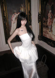Unique Pretty Mermaid Strapless Satin Long Prom Dress,Formal Evening Dress HZ1024