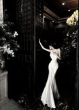 Charming Mermaid Halter Satin Long Prom Dress,Formal Evening Dress HZ1024