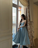 Princess A Line Spaghetti Straps Satin Long Prom Dress,Formal Evening Dress HZ1024