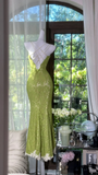 Pretty Mermaid Spaghetti Straps Lace Long Prom Dress,Formal Evening Dress HZ1024