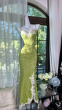 Pretty Mermaid Spaghetti Straps Lace Long Prom Dress,Formal Evening Dress HZ1024