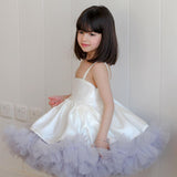 Princess Ball Gown Spaghetti Straps Satin Tulle Flower Girl Dress HZ1024