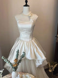 Princess A Line Strapless Satin Tulle Long Prom Dress,Wedding Dress,Evening Dress HZ1024
