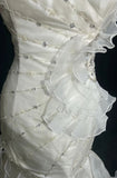 Sweetheart Mermaid Satin Chiffon Ruffle Beaded Long Prom Dress,Wedding Dress,Evening Dress HZ1024