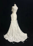 Sweetheart Mermaid Satin Chiffon Ruffle Beaded Long Prom Dress,Wedding Dress,Evening Dress HZ1024