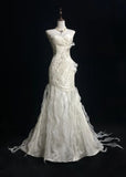 Sweetheart Mermaid Satin Chiffon Ruffle Beaded Long Prom Dress,Wedding Dress,Evening Dress HZ1024