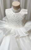 Pretty Ball Gown High Neck Satin Sequin Flower Girl Dress HZ1024
