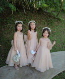 Pretty A Line Chiffon Back With Bow Knot Flower Girl Dress HZ1024