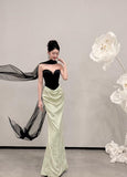 Unique Mermaid Sweetheart Satin Long Prom Dress, Evening Dress HZ1024
