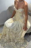 Pretty A Line Strapless Chiffon Lace Long Prom Dress, Evening Dress HZ1024