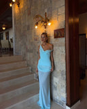 Chic Mermaid Off The Shoulder Chiffon Long Prom Dress, Evening Dress HZ1024