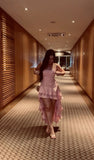 Classy Pink A Line Strapless Satin Ruffle High-Low Prom Dress, Evening Dress HZ1024