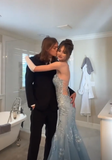 Gorgeous Mermaid Spaghetti Straps Tulle Sequin Long Prom Dress, Evening Dress HZ1024