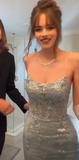 Gorgeous Mermaid Spaghetti Straps Tulle Sequin Long Prom Dress, Evening Dress HZ1024