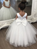 Sweet A Line Satin Tulle Back With Bow Knot Flower Girl Dress HZ1024