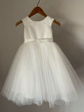 Pretty A Line Satin Tulle Back With Bow Knot Flower Girl Dress HZ1024