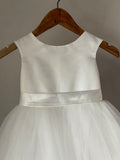 Pretty A Line Satin Tulle Back With Bow Knot Flower Girl Dress HZ1024