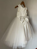 Pretty A Line Satin Tulle Back With Bow Knot Flower Girl Dress HZ1024