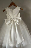 Pretty A Line Satin Tulle Back With Bow Knot Flower Girl Dress HZ1024