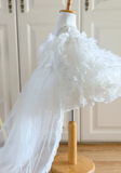 Cute Ball Gown Tulle With Train Flower Girl Dress HZ1024