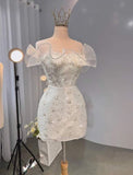 Chic A line Strapless Short Sequin White Homecoming Dress 20th Birthday Outfits HZ1024