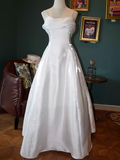 Vintage A Line Spaghetti Straps Ruffles Long Prom Dresses HZ1024