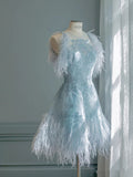 Simple A Line Short Blue Homecoming dress For Teens Birthday Outfits HZ1024