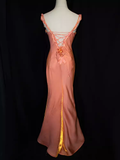 Vintage Mermaid Straps Organza Long Prom Dresses HZ1024