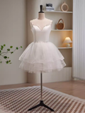 Modest Ball Gown Straps White Tulle Birthday Outfits Homecoming Dress HZ1024