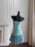 Cute A line Spaghetti Straps Lace Birthday Outfit Homecoming Dress HZ1024