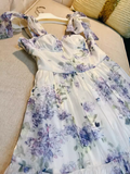 Sexy A Line StrapsNeckline Flower Lace Lilac Long Prom Dresses HZ1024